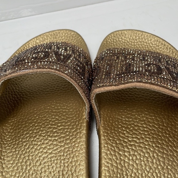 SPARKLY GOLD SLIDES - SLIP ONS Bling by Kenneth Cole Reaction Loungewear Shoes 6 - Picture 9 of 13